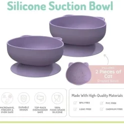 Melii - Ventosas de silicone para bebês e crianças pequenas, 10,1 onças - pacote com 2, gato roxo Clearance
