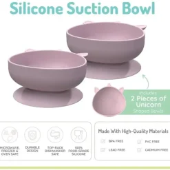 Melii - Ventosas de silicone para bebês e crianças pequenas, 10,1 onças - pacote com 2, unicórnio rosa Hot