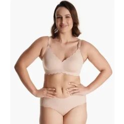 Momcozy - Seamless Floral Push Up Nursing Bra, Oyster Pink Hot