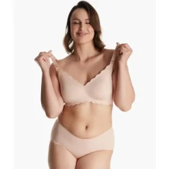 Momcozy - Seamless Floral Push Up Nursing Bra, Oyster Pink Hot