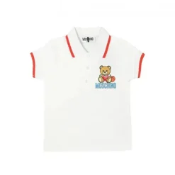 Moschino - Camiseta Polo de bebê menino com logotipo de urso de basquete, branco Best