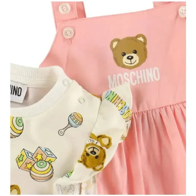 moschino_baby__conjunto_d_SKUVoJQMmzL_2.webp Moschino Baby - conjunto de vestido e camiseta com babados para meninas Bear Born, Sugarrose Discount