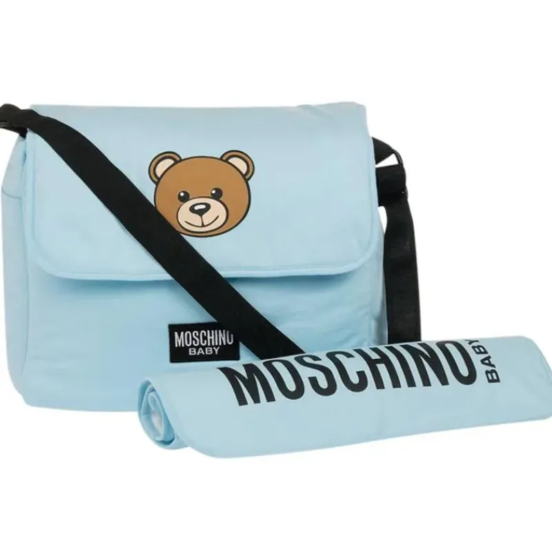 moschino_baby__diaper_bag_SKU2bVVkuXt_0.webp Moschino Baby - Diaper Bag With Changing Bear Logo Print, Light Blue Best