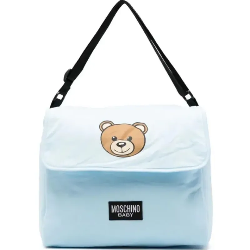 moschino_baby__diaper_bag_SKU2bVVkuXt_1.webp Moschino Baby - Diaper Bag With Changing Bear Logo Print, Light Blue Best