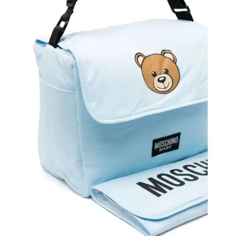 moschino_baby__diaper_bag_SKU2bVVkuXt_3.webp Moschino Baby - Diaper Bag With Changing Bear Logo Print, Light Blue Best