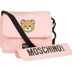 Moschino Baby - Diaper Bag With Changing Mt Bear Logo Print, Pink Sale
