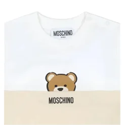 Moschino Baby - Short Sleeve Tee And Shorts Set With Bear Print In Gift Box Beige Online