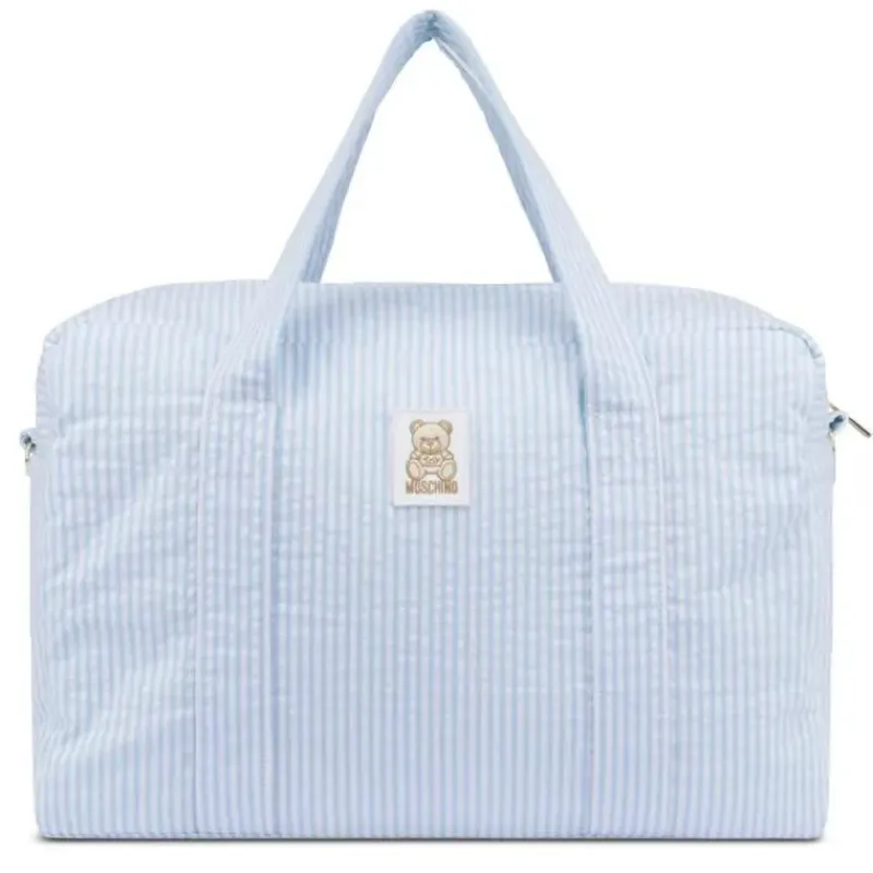 moschino_baby__striped_di_SKUFlVYUPFL_0.webp Moschino Baby - Striped Diaper Bag With Bear Patch Changing Mat Light Blue Online