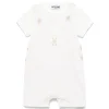 Moschino Baby - Unisex Short Sleeve Tee With Striped Overall And Bear Patch Beige Discount