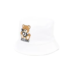 Moschino Baby - Unisex Toy Bear Logo Print Bucket Hat With Gift Box, White Online