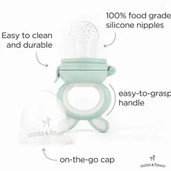 Moss u0026 Fawn Moss &amp; Fawn - Alimentador de forragem, brinquedo de dentição de comida para bebê congelada de silicone calmante, samambaia Online