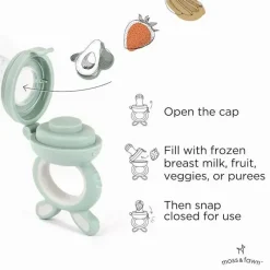 Moss u0026 Fawn Moss &amp; Fawn - Alimentador de forragem, brinquedo de dentição de comida para bebê congelada de silicone calmante, samambaia Online