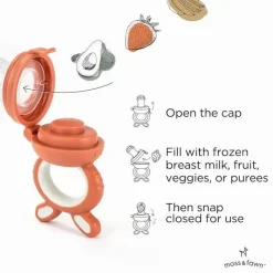 Moss u0026 Fawn Moss &amp; Fawn - Alimentador de forragem, brinquedo de dentição de comida para bebê congelada de silicone calmante, terracota New