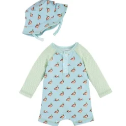 Mud Pie - Baby Boy Duck Rashguard One-Piece & Hat Sets Clearance