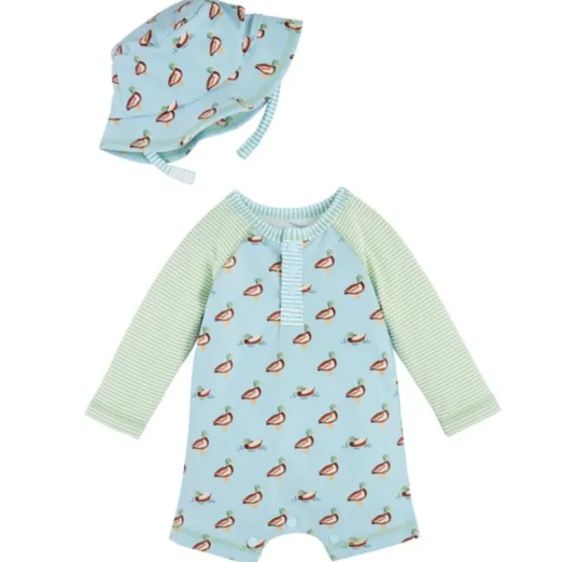 mud_pie__baby_boy_duck_ra_SKUxXhNZAM2_0.webp Mud Pie - Baby Boy Duck Rashguard One-Piece & Hat Sets Clearance