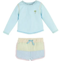 Mud Pie - Baby Boy Seersucker Rash Guard & Swim Trunks Set Clearance
