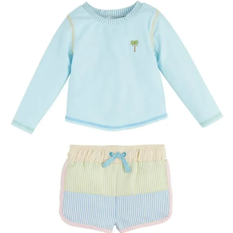 mud_pie__baby_boy_seersuc_SKUqKO1R74p_0.webp Mud Pie - Baby Boy Seersucker Rash Guard & Swim Trunks Set Clearance