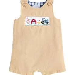 Mud Pie - Baby Boys Children's Farm Smocked Jon Jon Outlet