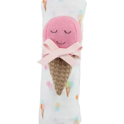 Mud Pie - Baby Girl Ice Cream Swaddle & Rattle Set Discount