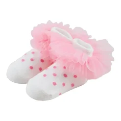 Mud Pie - Baby Girl Pink Dot Tutu Sock 0/12M Clearance