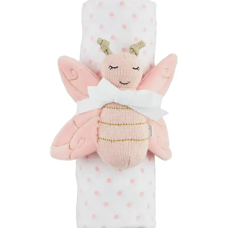 mud_pie__baby_girl_pink_d_SKUnRtpTDqo_0.webp Mud Pie - Baby Girl Pink Dot Swaddle & Rattle Set Hot