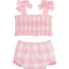 Mud Pie - Baby Girl Smocked Pink Check Two-Piece Swimsuit New