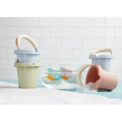 Mud Pie - Conjunto de balde de banho empilhável azul New
