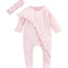 Mud Pie - Conjunto de dormir e faixa de cabeça em veludo rosa Clearance