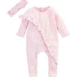 Mud Pie - Conjunto de dormir e faixa de cabeça em veludo rosa Clearance