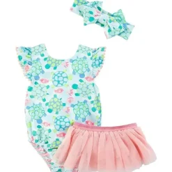 Mud Pie - conjunto de maiô e tutu reversível tartaruga/listras Sale