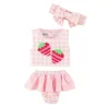 Mud Pie - conjunto de maiô e tiara de morango para bebê menina New
