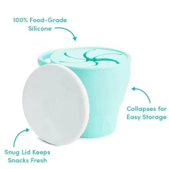Munchkin - C'est Silicone! Apanhador de lanches dobrável com tampa, hortelã Best