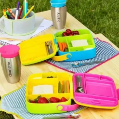 Munchkin - Lancheira Bento com Utensílios de Aço Inoxidável (Verde e Amarelo) Online