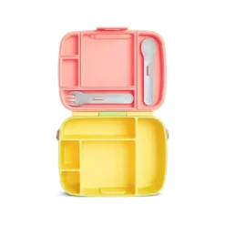 Munchkin - Lancheira Bento com Utensílios de Aço Inoxidável (Amarelo e Rosa) Clearance