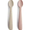 Mushie - 2 unidades de colheres de alimentação de silicone, blush/areia movediça Hot
