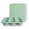 Mushie - Bandeja de silicone para freezer de comida para bebê com tampa, 9 xícaras de 1,5 onças, Cambridge Blue Best