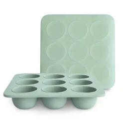 Mushie - Bandeja de silicone para freezer de comida para bebê com tampa, 9 xícaras de 1,5 onças, Cambridge Blue Best