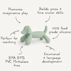 Mushie - Cachorro de brinquedo com mordedor de bebê de silicone Clearance