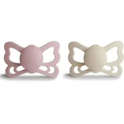 Mushie - Chupeta Anatômica de Silicone Borboleta Creme/Blush 2Pk, 6/18M Hot