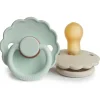 Mushie - chupeta de bebê de borracha natural 2 unidades Frigg Daisy, Seafoam/Creme, 6/18M Clearance