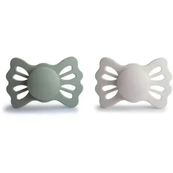 Mushie - chupeta de silicone simétrica Lucky 2Pk, 6/18M, sálvia/cinza prateado Clearance