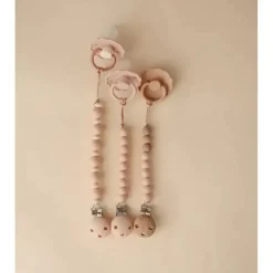 Mushie - Clipe de chupeta de silicone Eva, Blush Outlet
