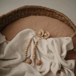 Mushie - Clipe de chupeta de bebê 100% silicone sem BPA, Hera Faux Wood Discount