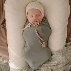 Mushie - Clipe de chupeta de bebê 100% silicone sem BPA, Hera Faux Wood Discount