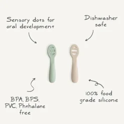 Mushie - Colheres de silicone para primeira alimentação para bebês, pacote com 2, areia móvel natural Outlet