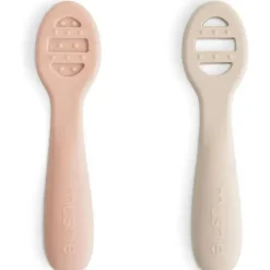 Mushie - Colheres de silicone para primeira alimentação para bebês, pacote com 2, blush, areia móvel Discount