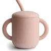Mushie - Copo de treinamento para bebês de silicone e canudo, blush Fashion