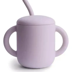 Mushie - Copo de treinamento de silicone e canudo, lilás suave Clearance