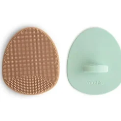 Mushie - Escova para touca de banho de bebê para pele seca, tratamento de eczema, pacote com 2, natural/azul Cambridge Best