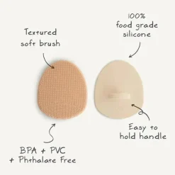 Mushie - Escova para touca de banho de bebê para pele seca, tratamento de eczema, pacote com 2, natural/azul Cambridge Best